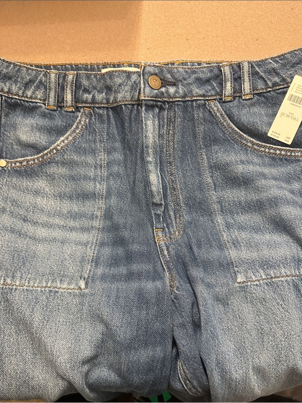 New with Tag! Anthropologie Pilcro Wide Leg Patchwork Jeans - Blue sz 30 Tall - Picture 12 of 16